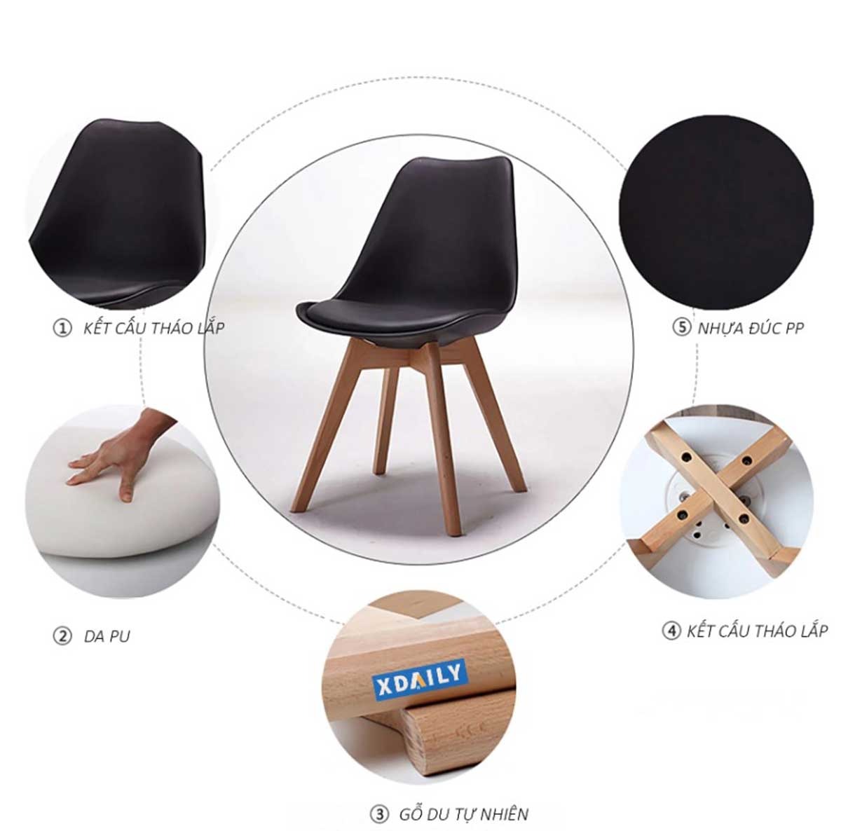 Ghế ăn, ghế cafe Eames chair: gỗ du Nhật Bản hình ảnh 2